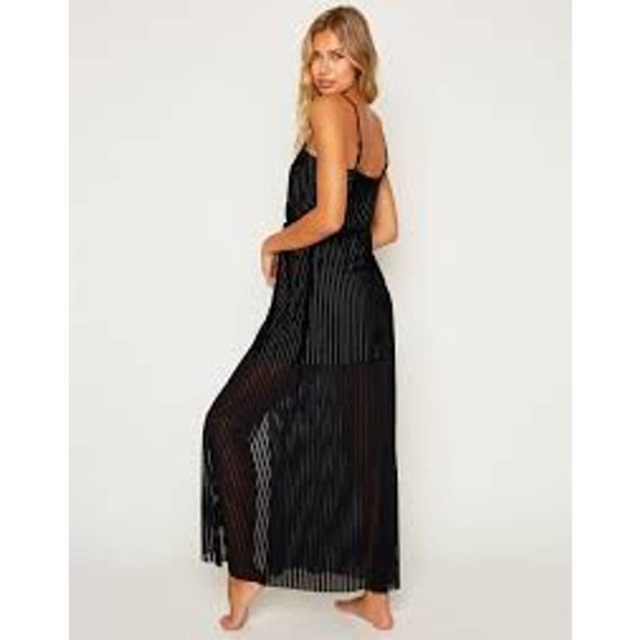 Beach Bunny Haven Black Sheer Striped Swim Cover Up Maxi Dress Extra Small - Picture 7 of 7